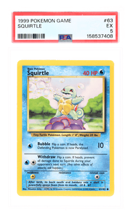 1999 Pokemon Game Squirtle #63 PSA 5