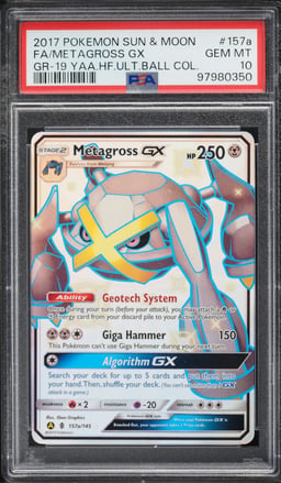 2019 Pokemon Sun & Moon Guardians Rising Hidden Fates Shiny Metagross GX #157a PSA 10 GEM MINT