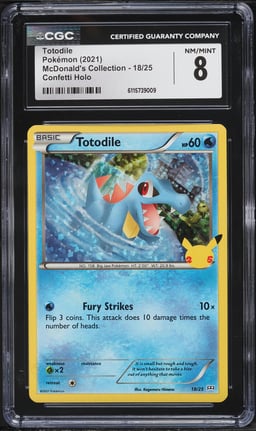 2021 Pokemon Sword & Shield McDonald's Collection Confetti Holo Totodile #18 CGC 8 NM-MT