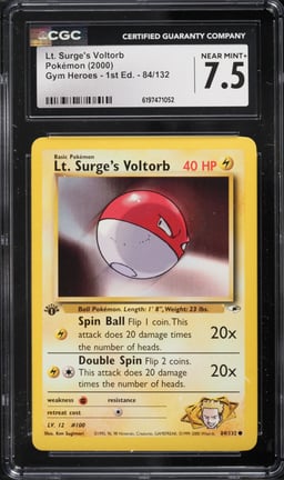 2000 Pokemon Gym Heroes 1st Edition Lt. Surge's Voltorb #84 CGC 7.5 NRMT+