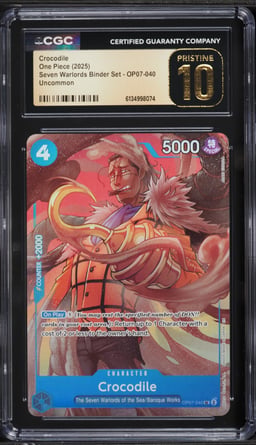 2025 One Piece Seven Warlords Binder Set Alt Art Crocodile #OP07-040 CGC 10 PRISTINE