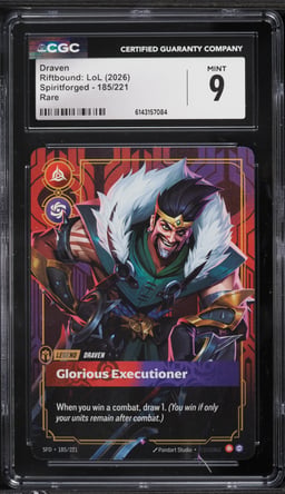 2026 Riftbound LoL Spiritforged Draven #185 CGC 9 MINT