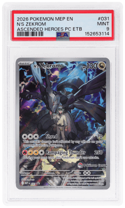 2026 Pokemon Mega Evolution Ascended Heroes Pokemon Center Elite Trainer Box N's Zekrom #031 PSA 9