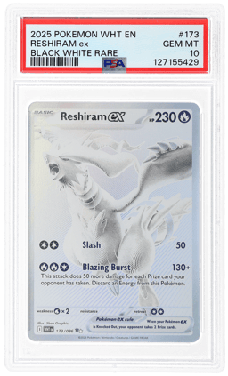 2025 Pokemon Scarlet and Violet White Flare Black White Rare Reshiram Ex #173 PSA 10