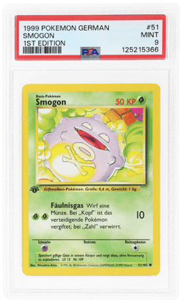 1999 Pokemon Base Set German 1st Edition Koffing #51 PSA 9