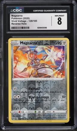 2020 Pokemon Sword & Shield Vivid Voltage Reverse Holo Magearna #128 CGC 8 NM-MT