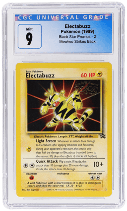 1999 Pokemon Wizards of the Coast Black Star Promo Mewtwo Strikes Back Electabuzz #2 CGC 9