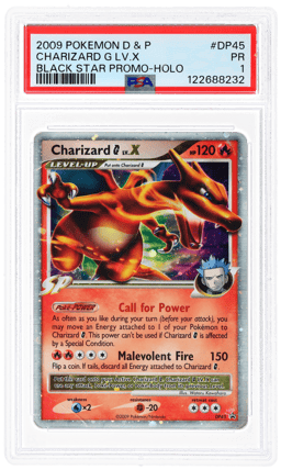 2009 Pokemon Diamond and Pearl Black Star Promo Fall Collectors Tins Holo Charizard G Lv X #DP45 PSA 1
