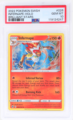 2022 Pokemon Sword and Shield Brilliant Stars Infernape Holo R #26 PSA 10