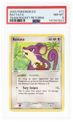 2004 Pokemon Ex Team Rocket Returns Rattata #71 PSA 8