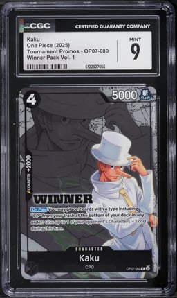 2025 One Piece Tournament Promo Winner Pack Vol. 1 Kaku #OP07-080 CGC 9 MINT