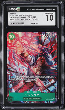 2025 One Piece Japanese Carrying On His Will Alt Art SR Shanks #OP13-028 CGC 10 GEM MINT