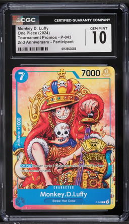 2024 One Piece Promo 2nd Anniversary Participant Monkey D. Luffy #P-043 CGC 10 GEM MINT