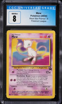 2000 Pokemon League Black Star Promo Mew #8 CGC 8 NM-MT