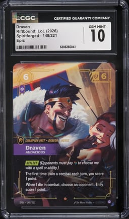 2026 Riftbound League Of Legends LoL Spiritforged Draven #148 CGC 10 GEM MINT