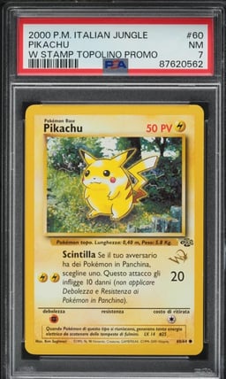 2000 Pokemon Italian Jungle W Stamp Promo Pikachu #60 PSA 7 NRMT