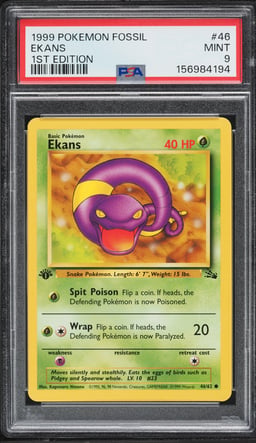 1999 Pokemon Fossil 1st Edition Ekans #46 PSA 9 MINT