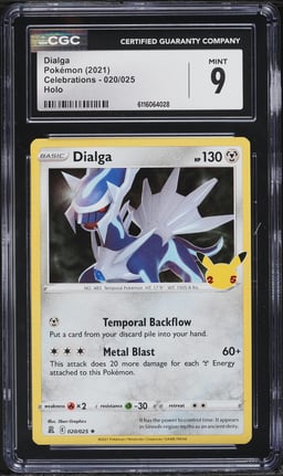 2021 Pokemon Sword & Shield Celebrations Holo Dialga #20 CGC 9 MINT