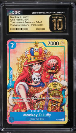 2024 One Piece Tournament Promo 2nd Anniversary Alt Art Monkey D. Luffy #P-043 CGC 10 PRISTINE