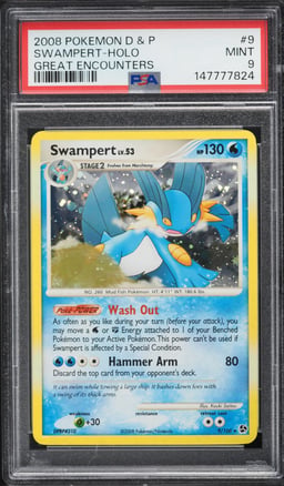2008 Pokemon Diamond & Pearl Great Encounters Holo Swampert #9 PSA 9 MINT
