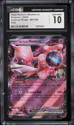 2025 Pokemon Scarlet & Violet Destined Rivals Holo Team Rocket's Mewtwo ex #81 CGC 10 GEM MINT