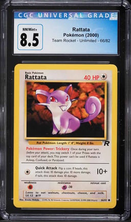 2000 Pokemon Team Rocket Rattata #66 CGC 8.5 NM-MT+
