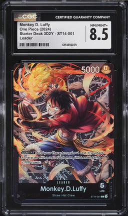 2024 One Piece Starter Deck 3D2Y Leader Monkey D. Luffy #ST14-001 CGC 8.5 NM-MT+