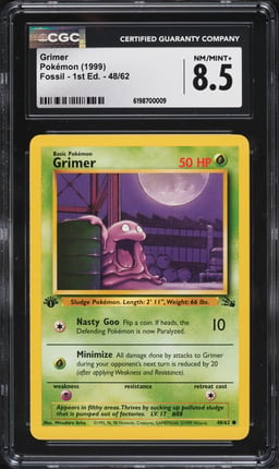 1999 Pokemon Fossil 1st Edition Grimer #48 CGC 8.5 NM-MT+
