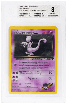 2000 Pokemon Gym Challenge Holo Rocket's Mewtwo #14 BGS 8
