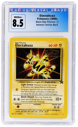1999 Pokemon Wizards of the Coast Black Star Promo Mewtwo Strikes Back Electabuzz #2 CGC 8.5