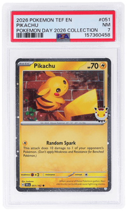 2026 Pokemon Scarlet and Violet Temporal Forces Pokemon Day Collection Pikachu #051 PSA 7