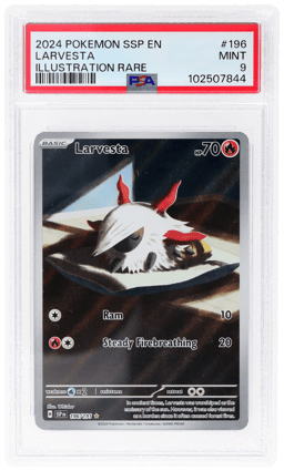 2024 Pokemon Scarlet and Violet Surging Sparks Illustration Rare Larvesta #196 PSA 9