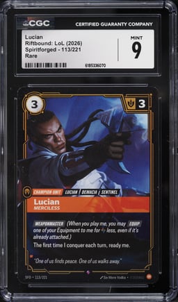 2026 Riftbound League Of Legends LoL Spiritforged Lucian #113 CGC 9 MINT