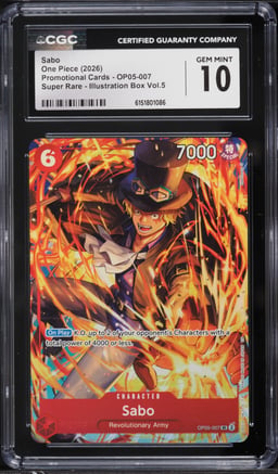 2026 One Piece Promo Illustration Box Vol. 5 SR Sabo #OP05-007 CGC 10 GEM MINT