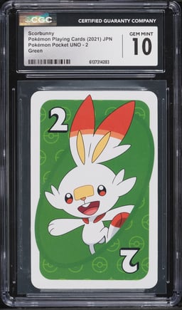 2021 Pokemon Japanese Playing Cards Pocket UNO Green Scorbunny #2 CGC 10 GEM MINT