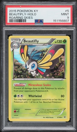 2015 Pokemon XY Roaring Skies Holo Beautifly #5 PSA 9 MINT