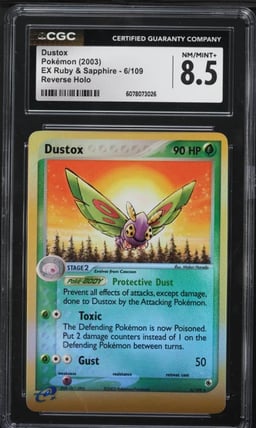 2003 Pokemon EX Ruby & Sapphire Reverse Holo Dustox #6 CGC 8.5 NM-MT+