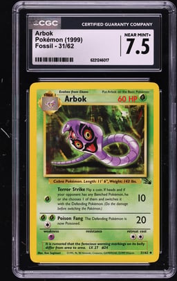 1999 Pokemon Fossil Arbok #31 CGC 7.5 NRMT+