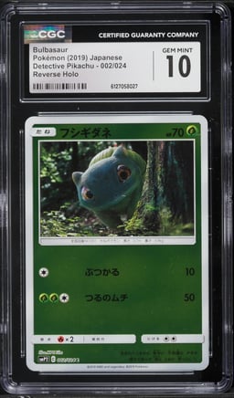 2019 Pokemon Japanese Sun & Moon Detective Pikachu Reverse Holo Bulbasaur #2 CGC 10 GEM MINT