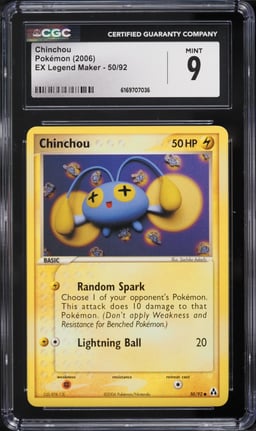 2006 Pokemon EX Legend Maker Chinchou #50 CGC 9 MINT
