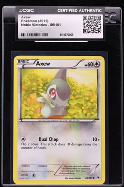 2011 Pokemon Black & White Noble Victories Axew #86 CGC AUTH