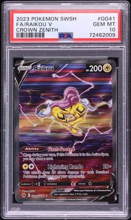 2023 Pokemon Sword & Shield Crown Zenith Galarian Gallery Alt Art Raikou V #GG41 PSA 10 GEM