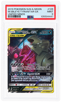 2019 Pokemon Sun and Moon Unified Minds Mega Sableye/Tyranitar Gx #126 PSA 9