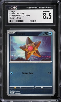 2026 Pokemon Mega Evolution Perfect Order Reverse Holo Staryu #020 CGC 8.5 NM-MT+
