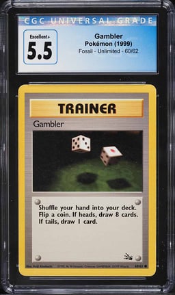 1999 Pokemon Fossil Gambler #60 CGC 5.5 EX+