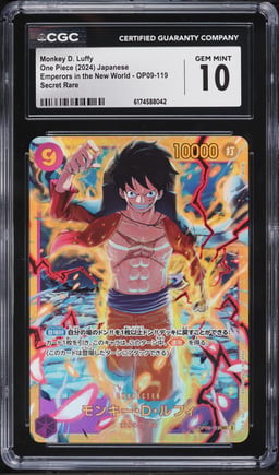 2024 One Piece Japanese Emperors In The New World SEC Monkey D. Luffy #OP09-119 CGC 10 GEM MINT