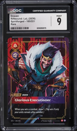 2026 Riftbound League Of Legends LoL Spiritforged Draven #185 CGC 9 MINT