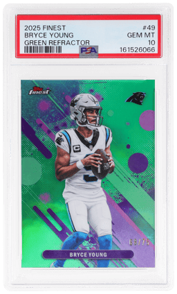 2025 Finest Green Refractor Bryce Young #49 68/75 PSA 10