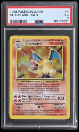 1999 Pokemon Base Set Holo Charizard #4 PSA 3