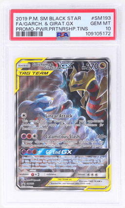 2019 Pokemon Sun and Moon Black Star Promo Power Partnership Tins Garchomp/Giratina Gx #SM193 PSA 10